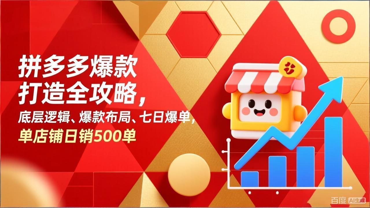 拼多多爆款打造全攻略，底层逻辑、爆款布局、七日爆单，单店铺日销500单-白蛇网赚-余宽网创