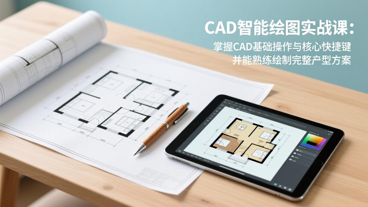 CAD智能绘图实战课：掌握CAD基础操作与核心快捷键，并能熟练绘制完整户型方案-白蛇网赚-余宽网创