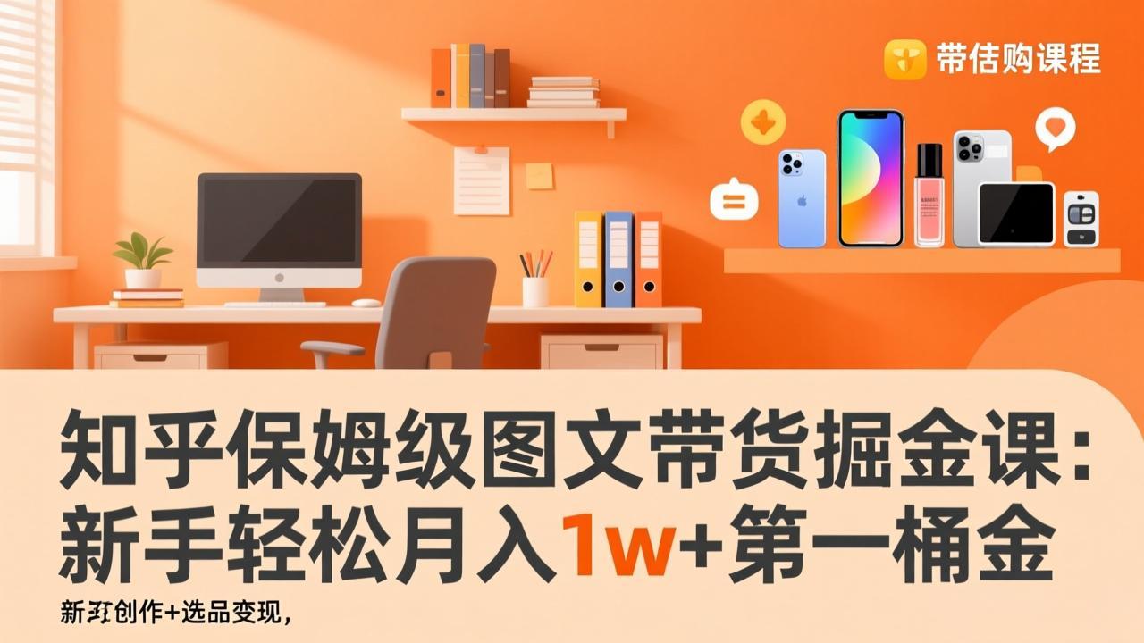 知乎保姆级图文带货掘金课：账号打造+爆文创作+选品变现，新手轻松月入1w+第一桶金-白蛇网赚-余宽网创