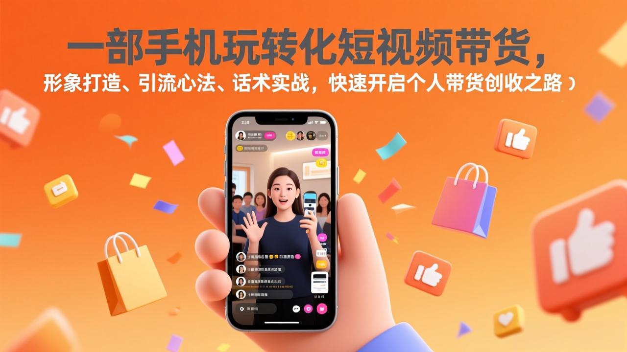 一部手机玩转化短视频带货，形象打造、引流心法、话术实战，快速开启个人带货创收之路-白蛇网赚-余宽网创