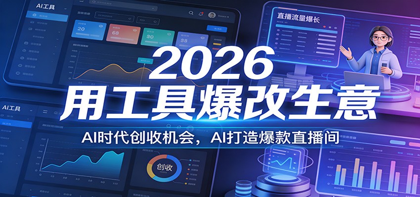2026用工具爆改生意，AI时代创收机会，AI打造爆款直播间-白蛇网赚-余宽网创