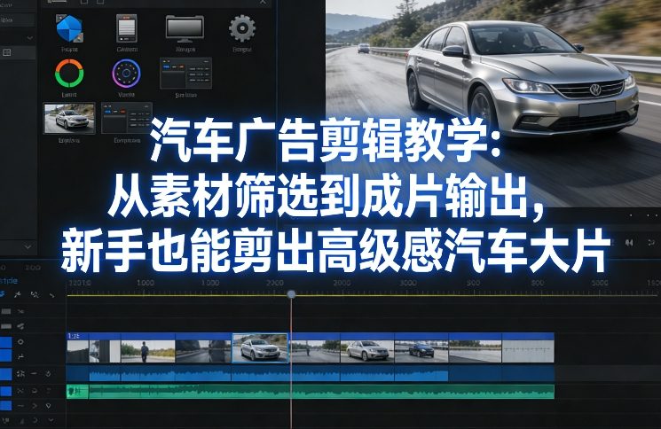 汽车广告剪辑教学：从素材筛选到成片输出，新手也能剪出高级感汽车大片-白蛇网赚-余宽网创