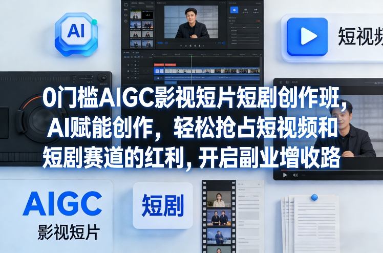 0门槛AIGC影视短片短剧创作班,AI赋能创作,轻松抢占短视频和短剧赛道的红利,开启副业增收路-白蛇网赚-余宽网创