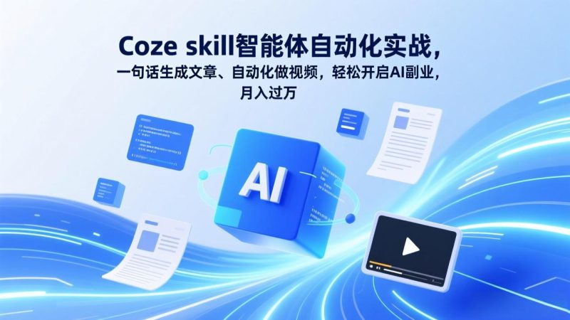 Coze skill智能体自动化实战,一句话生成文章、自动化做视频,轻松开启AI副业,月入过万-白蛇网赚-余宽网创