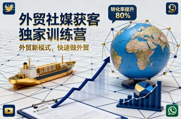 外贸社媒获客独家训练营，外贸新模式，快速做外贸(更新26年2月)-白蛇网赚-余宽网创