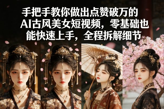 手把手教你做出点赞破万的AI古风美女短视频,零基础也能快速上手,全程拆解细节-白蛇网赚-余宽网创