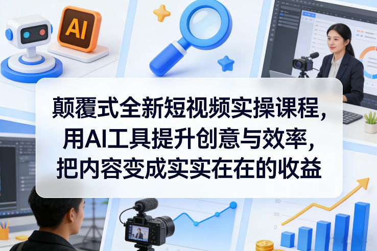 颠覆式全新短视频实操课程，用AI工具提升创意与效率，把内容变成实实在在的收益-白蛇网赚-余宽网创
