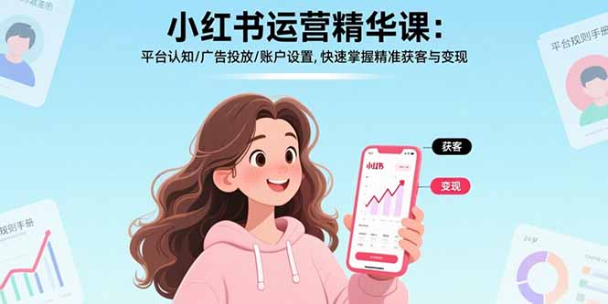小红书运营精华课-更新：平台认知/广告投放/账户设置,快速掌握精准获客与变现-白蛇网赚-余宽网创