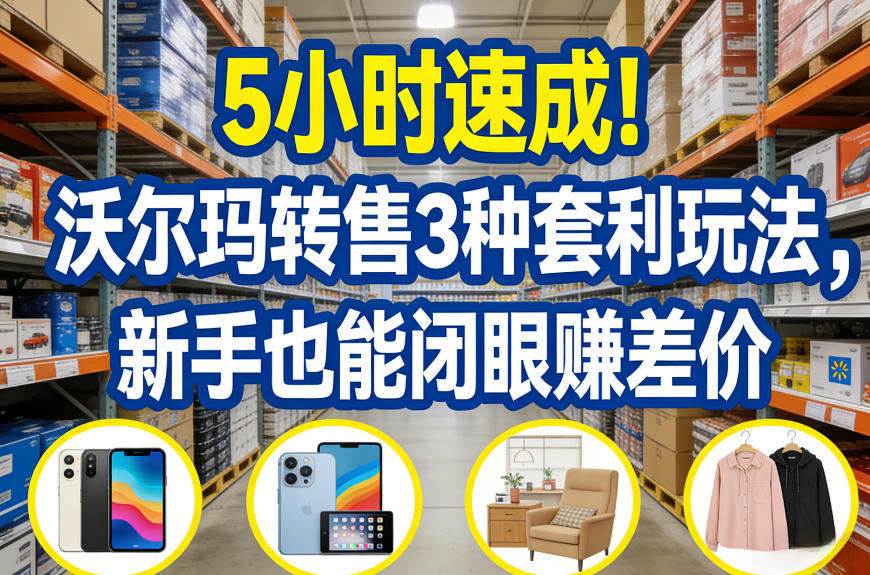 5小时速成！沃尔玛转售3种套利玩法，新手也能闭眼賺差价-白蛇网赚-余宽网创