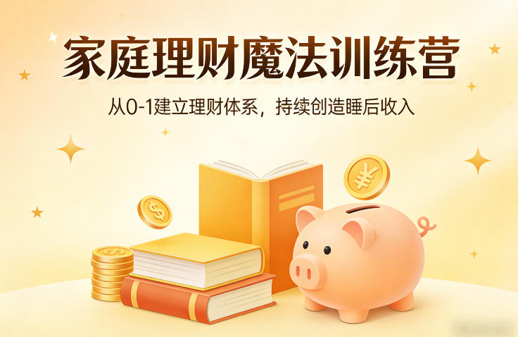 家庭理财魔法训练营，从0-1建立理财体系，持续创造睡后收入-白蛇网赚-余宽网创