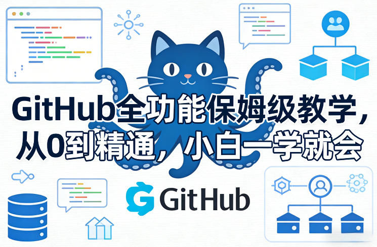 GitHub全功能保姆级教学，从0到精通，小白一学就会-白蛇网赚-余宽网创