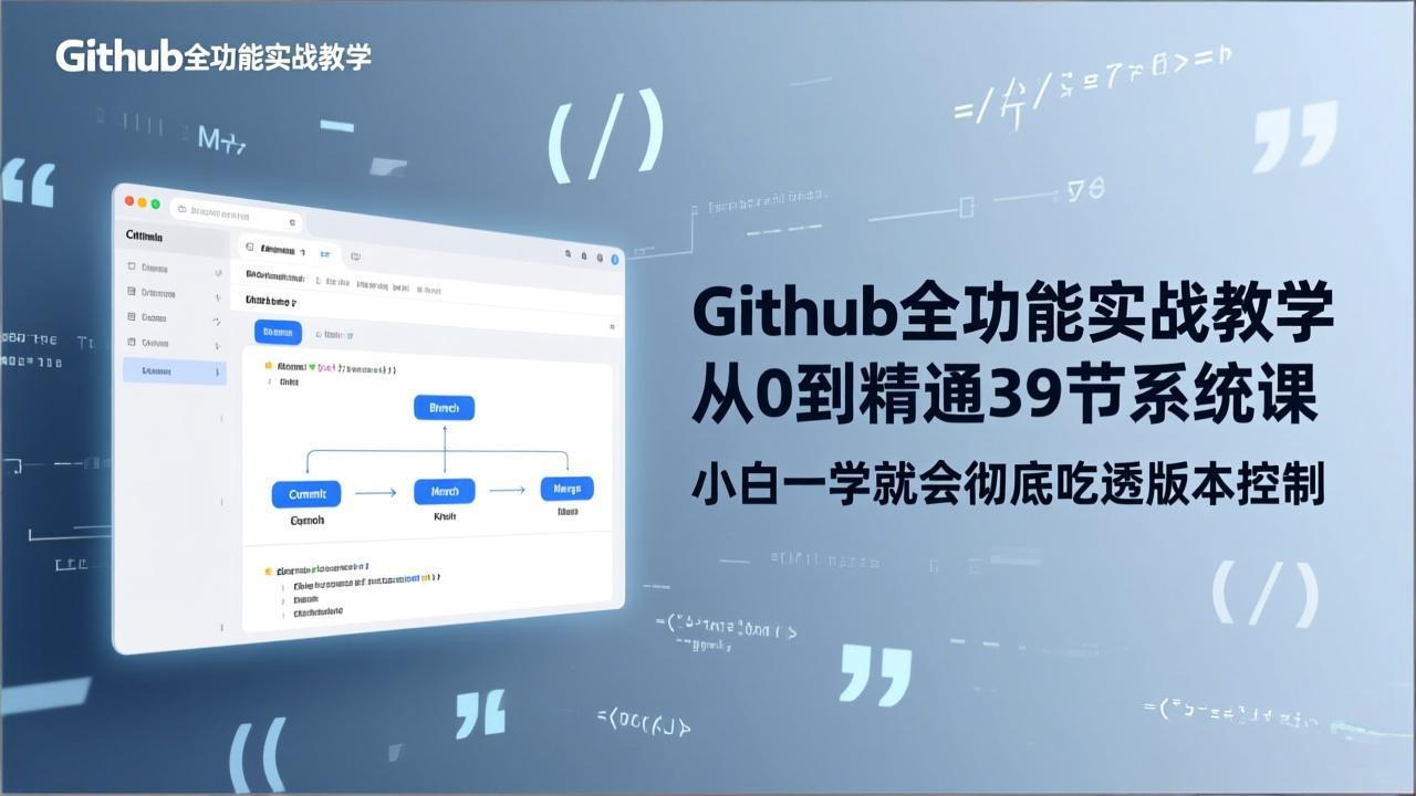 GitHub-全功能实战教学，从0到精通39节系统课，小白一学就会彻底吃透版本控制-白蛇网赚-余宽网创