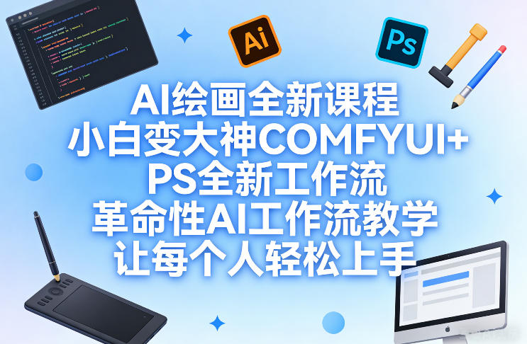 AI绘画全新课程，小白变大神COMFYUI+PS全新工作流，革命性AI工作流教学，让每个人轻松上手-白蛇网赚-余宽网创