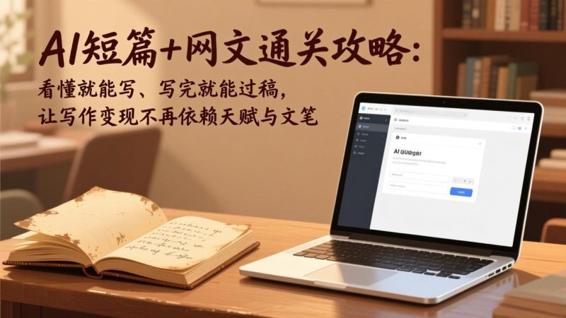 AI短篇+网文通关攻略：看懂就能写、写完就能过稿，让写作变现不再依赖天赋与文笔-白蛇网赚-余宽网创