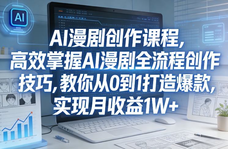 某社群AI漫剧创作课程,高效掌握AI漫剧全流程创作技巧,教你从0到1打造爆款,实现月收益1W+-白蛇网赚-余宽网创