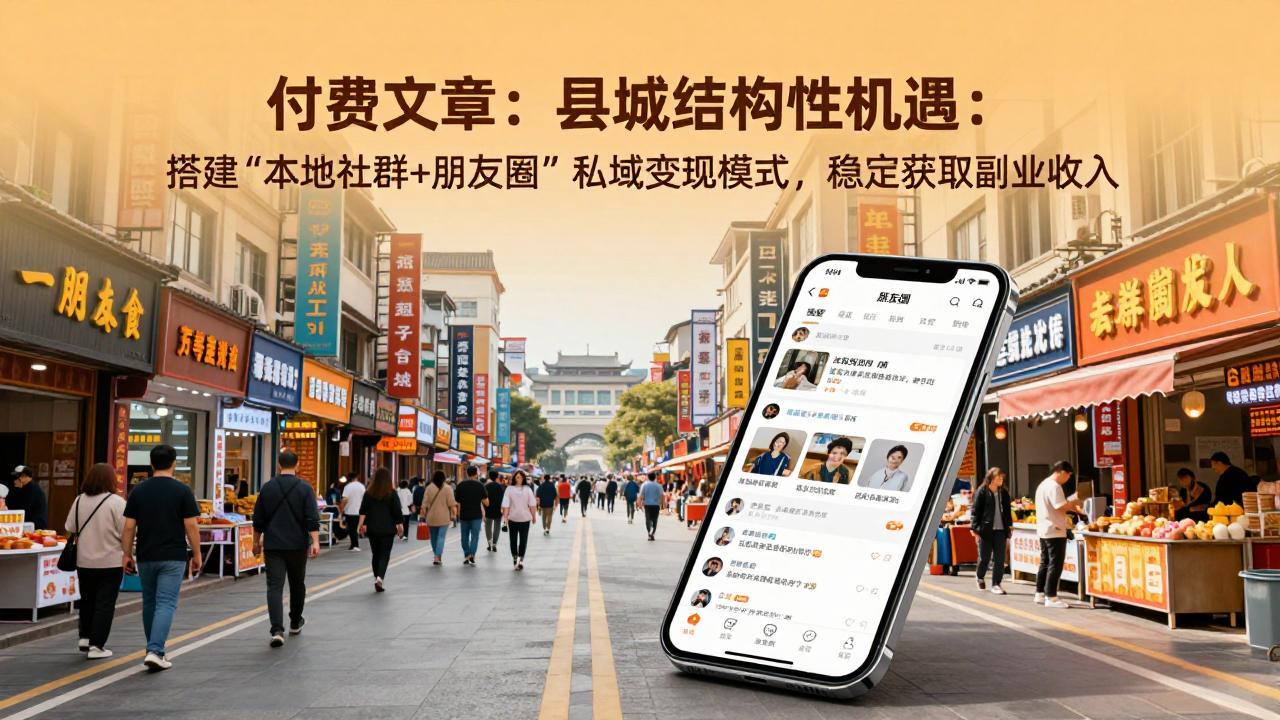 付费文章：县城结构性机遇：搭建“本地社群+朋友圈”私域变现模式，稳定获取副业收入-白蛇网赚-余宽网创