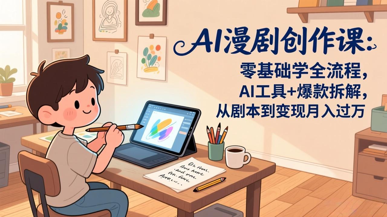 AI漫剧创作课：零基础学全流程，AI工具+爆款拆解，从剧本到变现月入过万-白蛇网赚-余宽网创