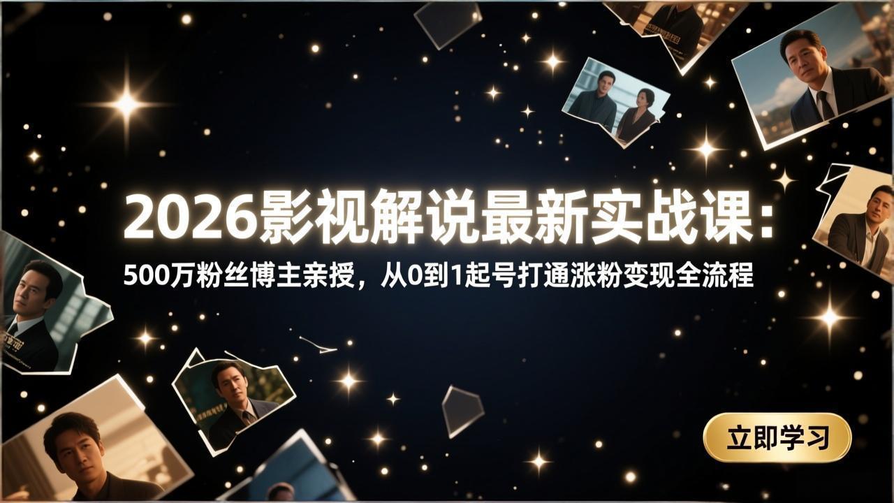2026影视解说最新实战课：500万粉丝博主亲授，从0到1起号打通涨粉变现全流程-白蛇网赚-余宽网创