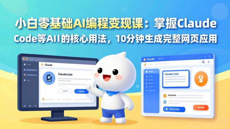 小白零基础AI编程变现课：掌握Claude Code等AI工具的核心用法，10分钟生成完整网页应用-余宽网创