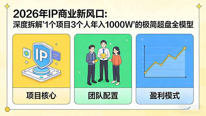 2026年IP商业新风口：深度拆解“1个项目3个人年入1000W”的极简超盘全模型-