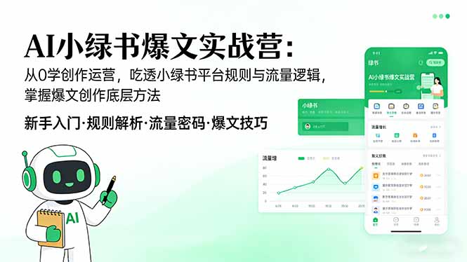 AI 小绿书爆文实战营：从0学创作运营，吃透小绿书平台规则与流量逻辑，掌握爆文创作底层方法-余宽网创
