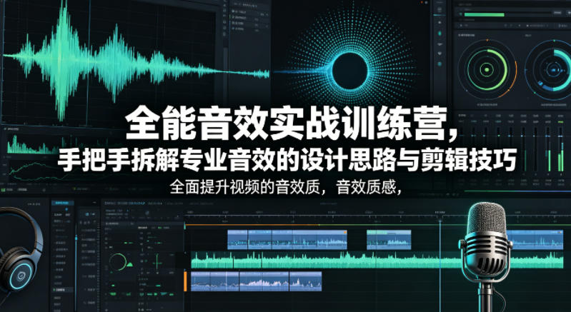 全能音效实战训练营，手把手拆解专业音效的设计思路与剪辑技巧，全面提升视频的音效质感-余宽网创
