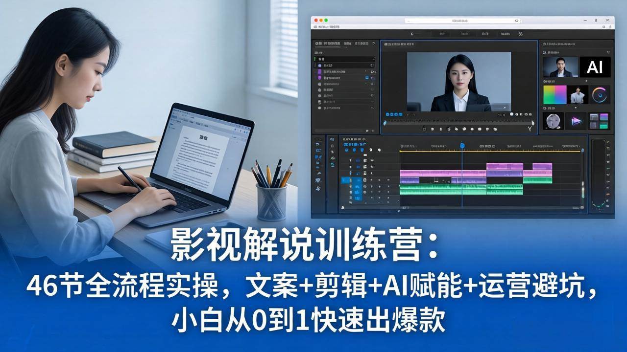 （18053期）影视解说特训营：46节全流程实操，文案+剪辑+AI赋能+运营避坑，小白从0到1快速出爆款-余宽网创