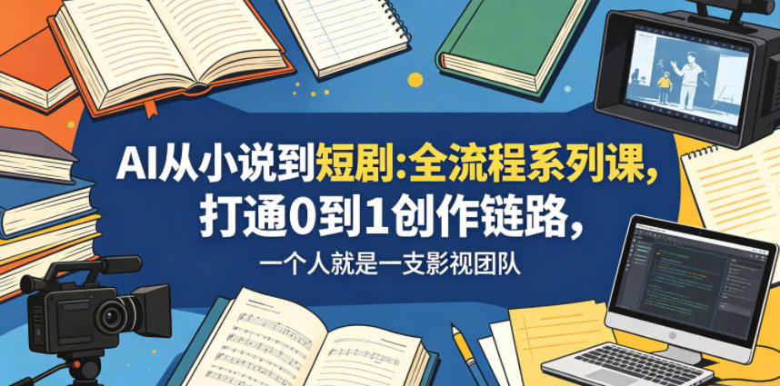 AI从小说到短剧全流程系列课，打通0到1创作链路，一个人就是一支影视团队-余宽网创