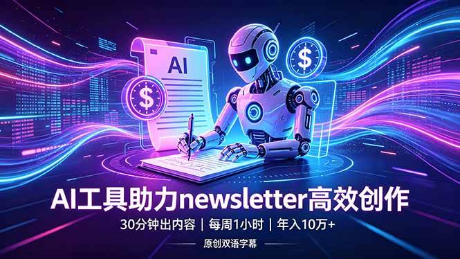 （18279期）做newsletter怕费时间？AI工具帮你30分钟出内容，每周1小时，年入10万+【原创双语字幕】-余宽网创