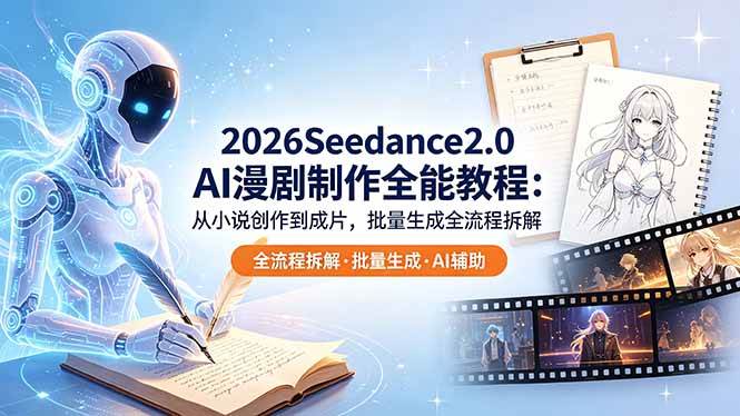 （18537期）2026Seedance2.0 AI制作全能教程：从小说创作到成片，批量生成全流程拆解-余宽网创