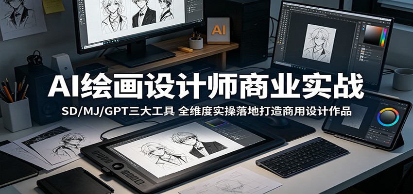 AI绘画设计师商业实战：SD/MJ/GPT三大工具，全维度实操落地打造商用设计作品-余宽网创