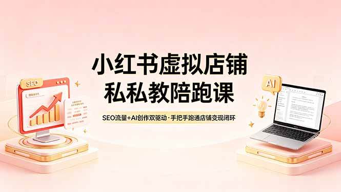 （18248期）小红书虚拟店铺私教陪跑课，SEO流量+AI创作双驱动，手把手跑通店铺变现闭环-余宽网创