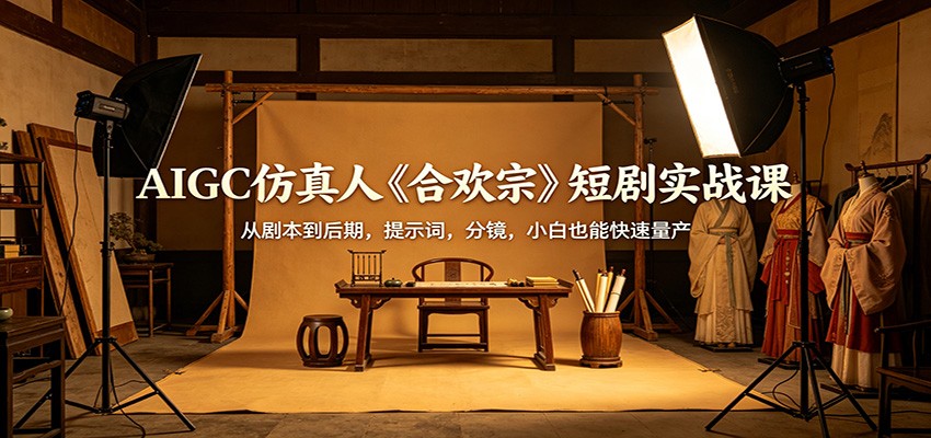 AIGC仿真人《合欢宗》短剧实战课：从剧本到后期，提示词，分镜，小白也能快速量产-余宽网创