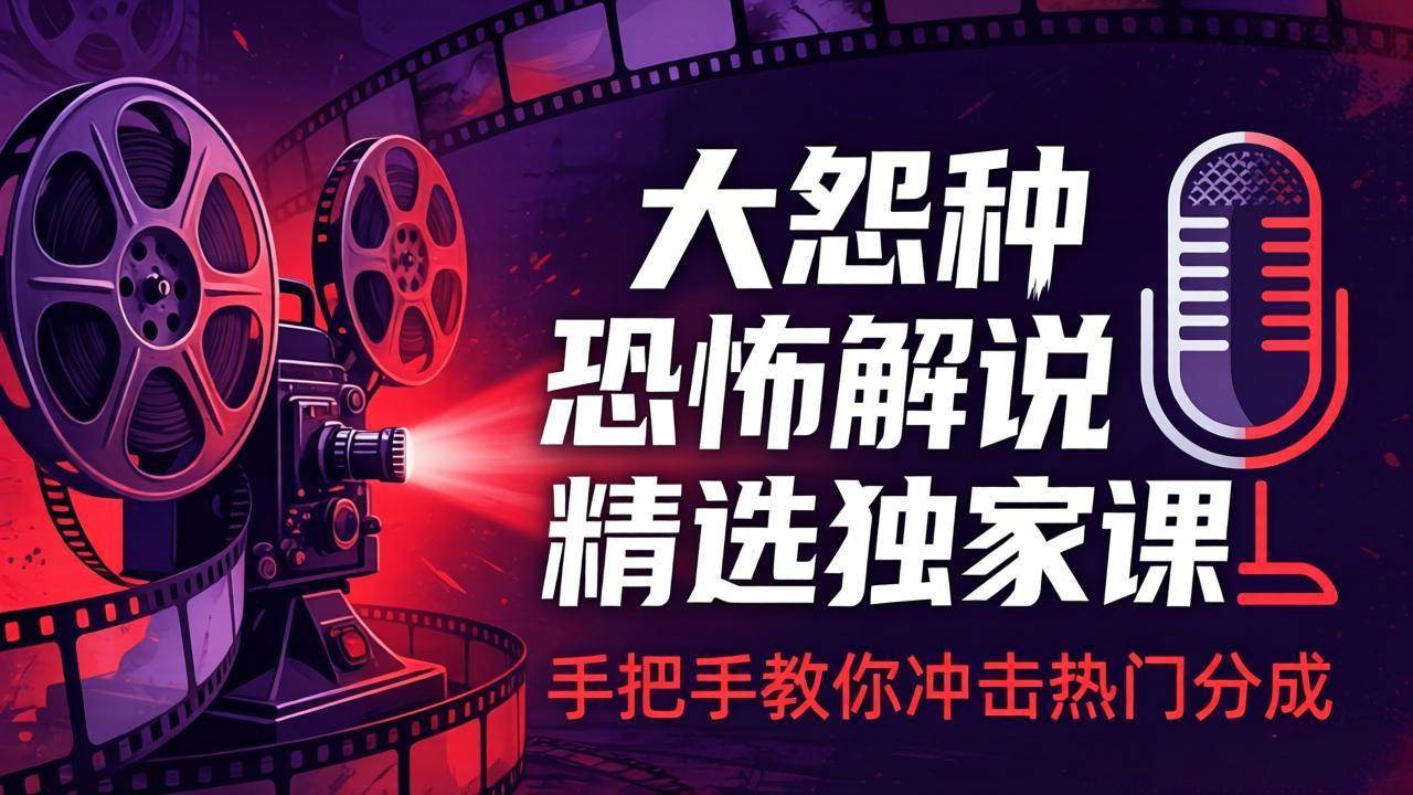 (17920期)大怨种恐怖解说精选独家课:电影下载+文案配音+片头封面,手把手教你冲击热门分成 (17920期)大怨种恐怖解说精选独家课:电影下载+文案配音+片头封面,手把手教你冲击热门分成