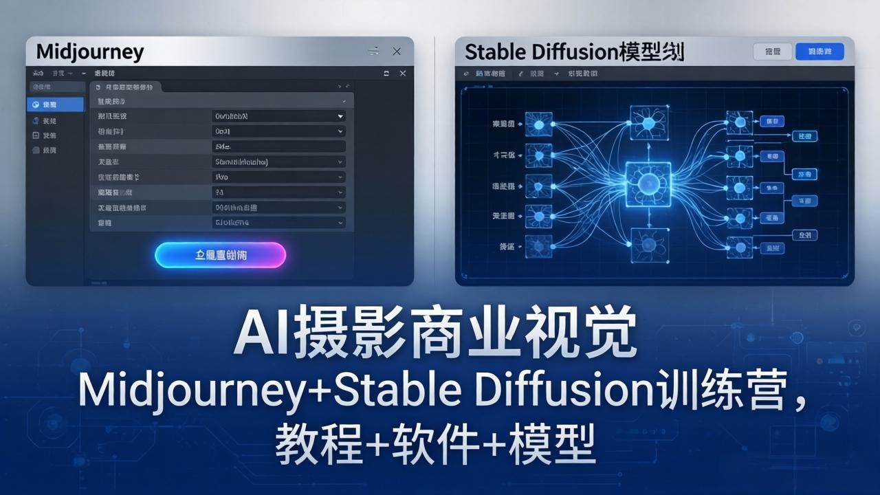 （18271期）AI摄影商业视觉Midjourney+Stable Diffusion训练营，教程+软件+模型