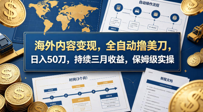 海外内容变现，全自动撸美刀，日入50刀，持续三月收益，保姆级实操【揭秘】-余宽网创