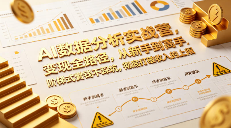 AI数据分析实战营,变现全路径,从新手到高手,阶梯式賺钱不踩坑,彻底打破收入的上限-余宽网创