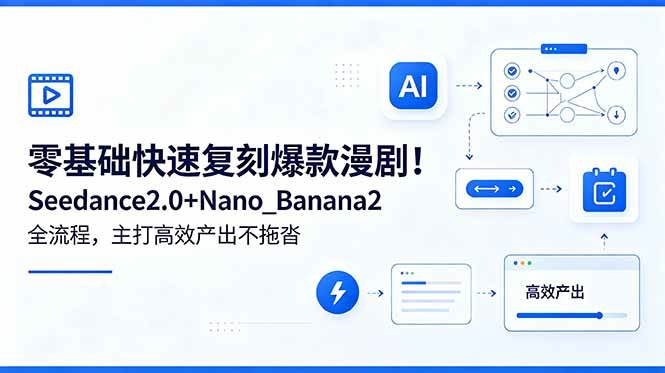 （18611期）零基础快速复刻爆款漫剧！Seedance2.0+Nano_Banana2全流程，主打高效产出不拖沓-余宽网创