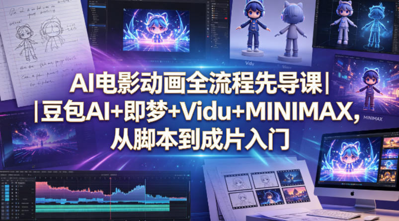 AI电影动画全流程先导课|豆包AI+即梦+Vidu+MINIMAX,从脚本到成片入门-余宽网创