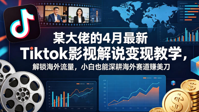 某大佬的4月最新Tiktok影视解说变现教学，解锁海外流量，小白也能深耕海外赛道賺美刀（更新）-余宽网创