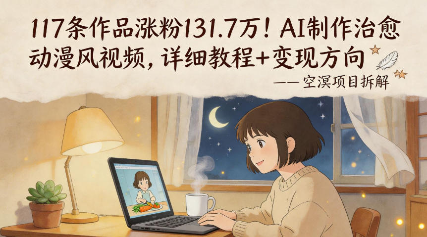 117条作品涨粉131.7W！AI制作治愈动漫风视频，详细教程+变现方向-余宽网创