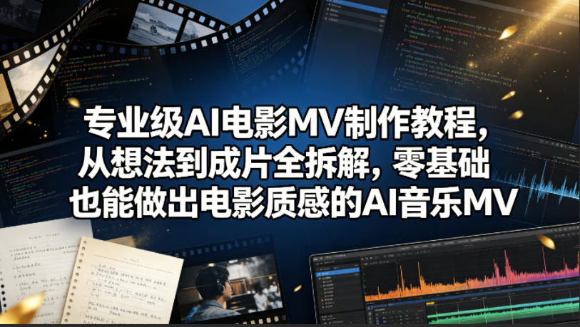 专业级AI电影MV制作教程,从想法到成片全拆解,零基础也能做出电影质感的AI音乐MV-余宽网创