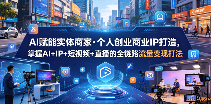AI赋能实体商家·个人创业商业IP打造,掌握AI+IP+短视频+直播的全链路流量变现打法-余宽网创
