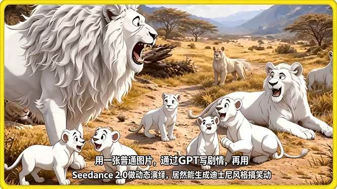 （18137期）用一张普通图片，通过GPT写剧情，再用Seedance 2.0做动态演绎，居然能生成迪士尼风格搞笑动画-余宽网创