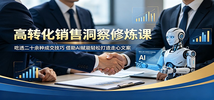 高转化销售洞察修炼课：吃透二十余种成交技巧，借助AI赋能轻松打造走心文案-余宽网创
