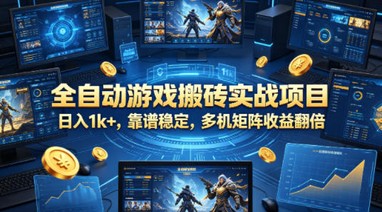 全自动游戏搬砖实战项目，日入1k+，靠谱稳定，多机矩阵收益翻倍【揭秘】-余宽网创