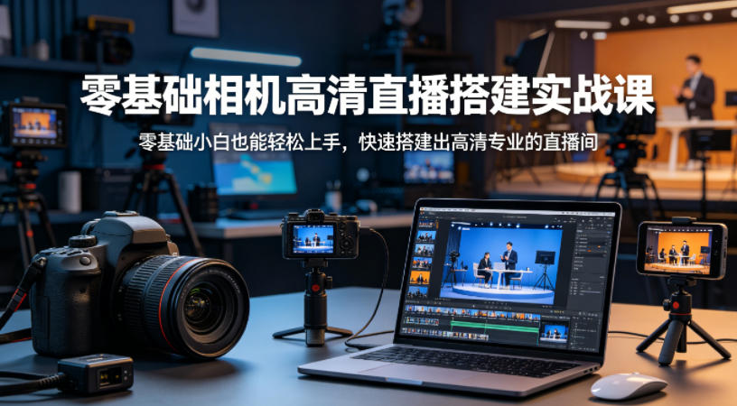 零基础相机高清直播间搭建实战课，小白也能轻松上手，快速搭建出高清专业的直播间-余宽网创