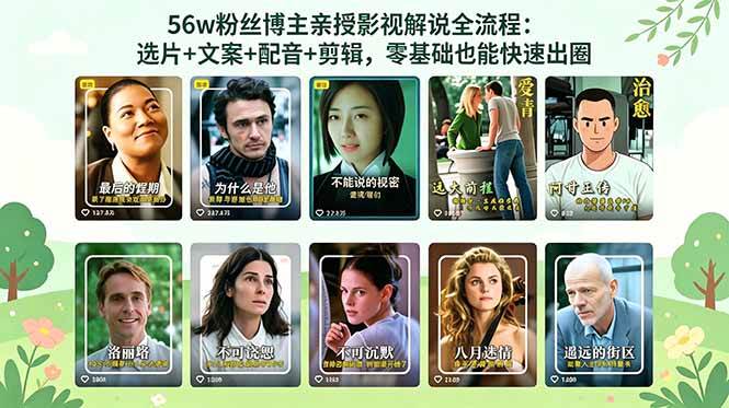 (18579期)56万粉丝博主亲授影视解说全流程:选片+文案+配音+剪辑,零基础也能快速出圈-余宽网创