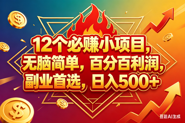 （18272期）12个必赚钱的小项目，百分百赚米，无脑简单，副业首选，日入600+-余宽网创