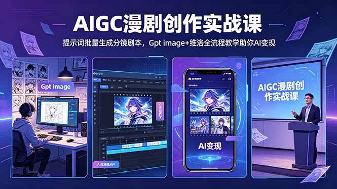 (18482期)AIGC漫剧创作实战课-更新5月16,提示词批量生成分镜剧本,Gpt image+维洛全流程教学助你AI变现-余宽网创